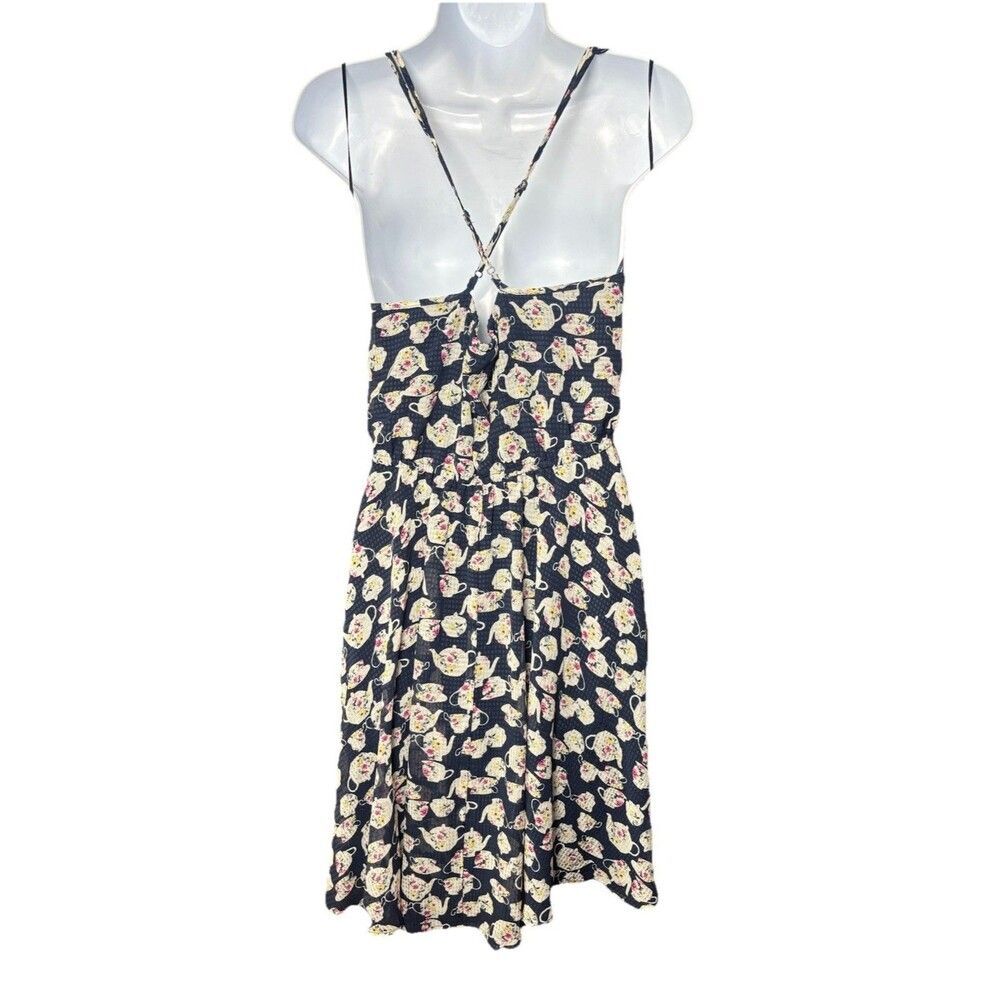 Disney Alice in Wonderland Teapot Dress LC Lauren Conrad Small S Navy Fit Flare - Picture 3 of 11